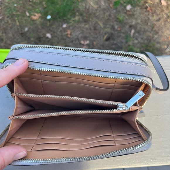 TORY BURCH Parker Double Zip Crossbody Bag, Grey - Picture 7 of 13